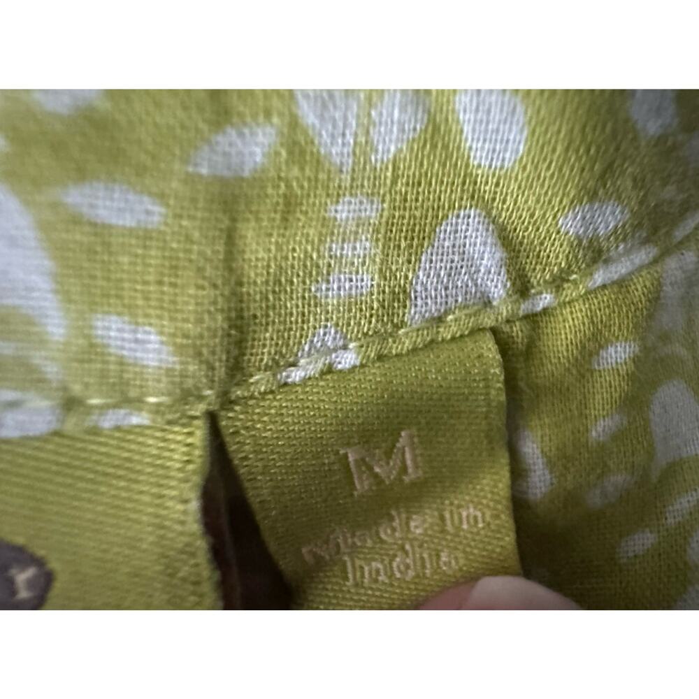 Rock Flower Paper Green Tunic Top Medium Long Sleeve Boho Lightweight Cotton - Picture 5 of 10